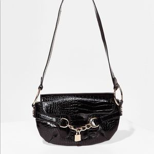 NASTY GAL WANT Padlock 'Em Up Croc Shoulder Bag